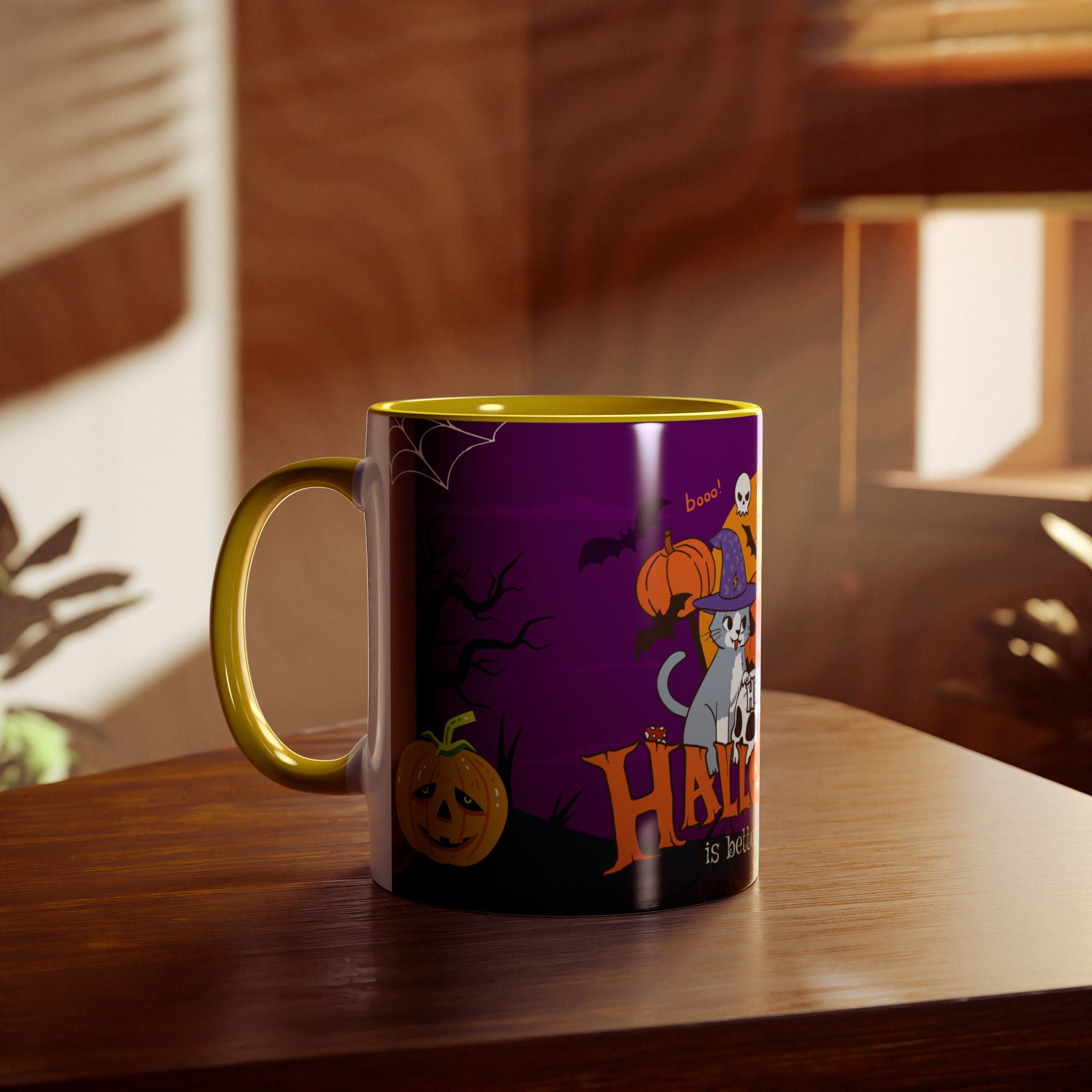 Happy Halloween is Better with Cats | Two-Tone Coffee Mugs